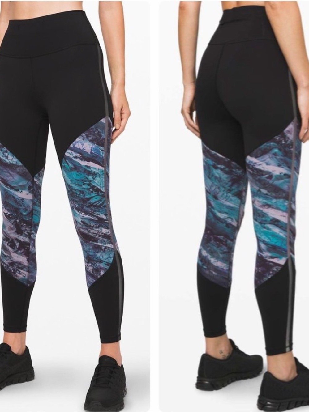 Lululemon Run to Reset Black/Frozen Island Multi Leggings